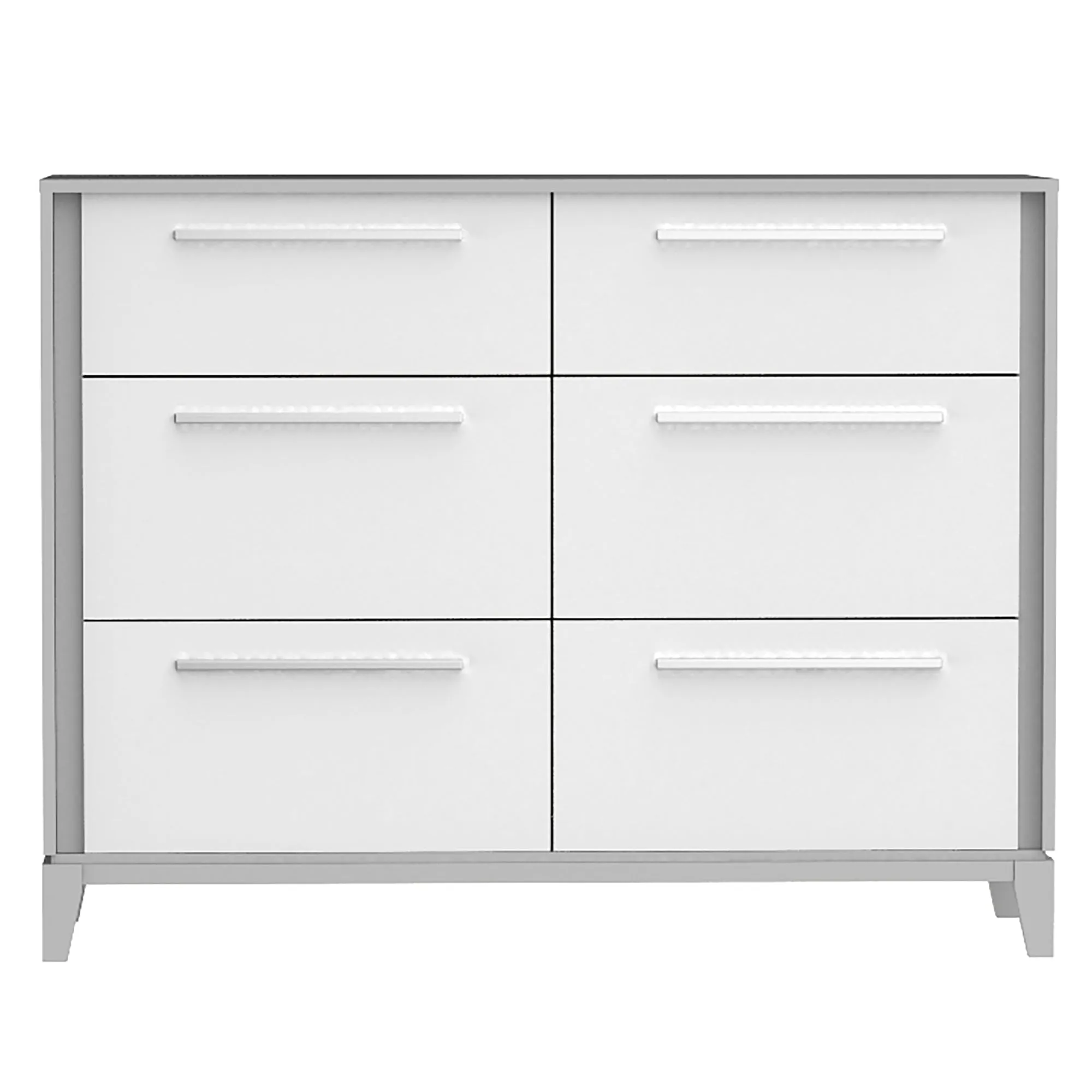Moderna 6 drawers small double chest office storage organization, grey & white