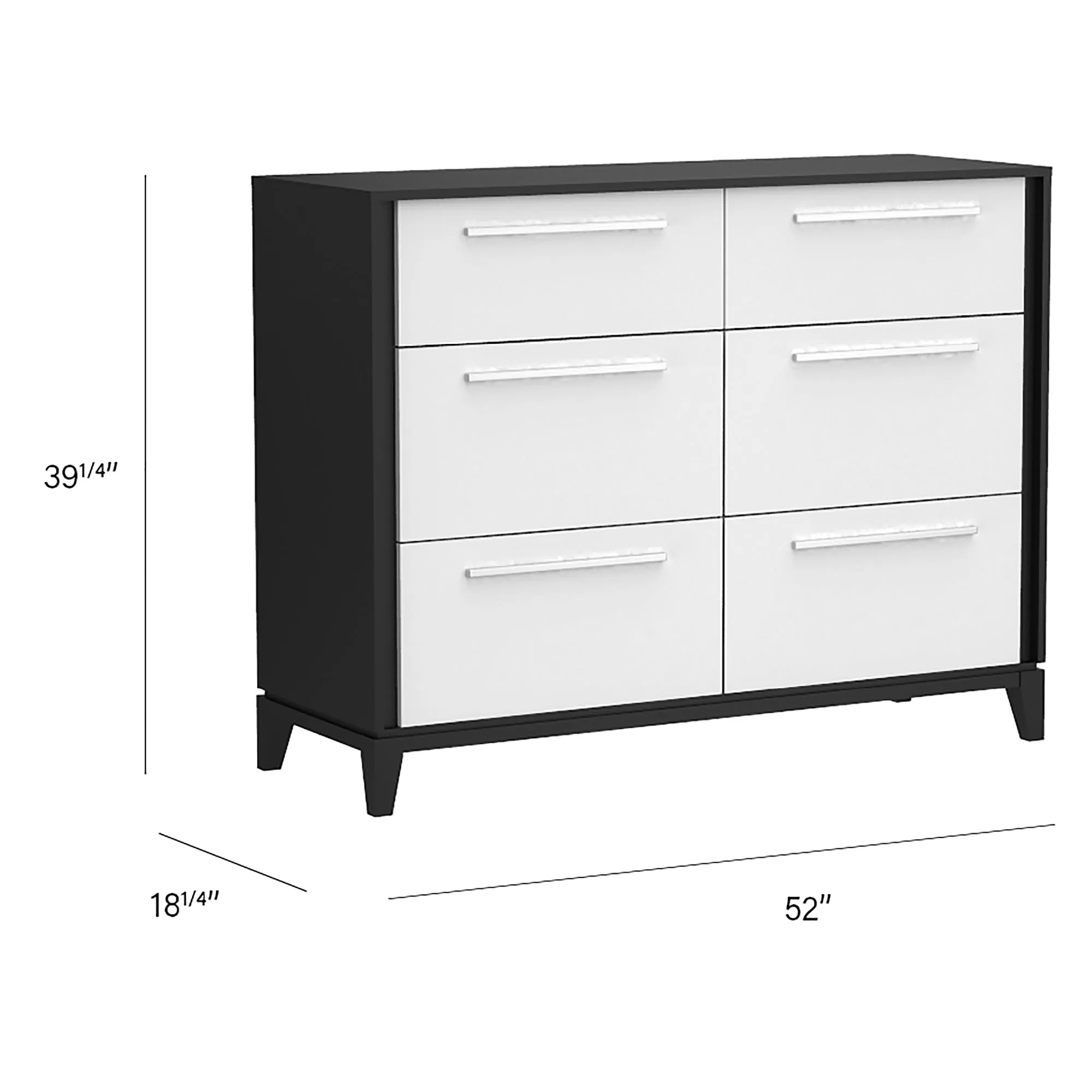Moderna 6 drawers small double chest office storage organization, java & white