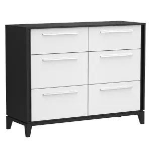 Moderna 6 drawers small double chest office storage organization, java & white