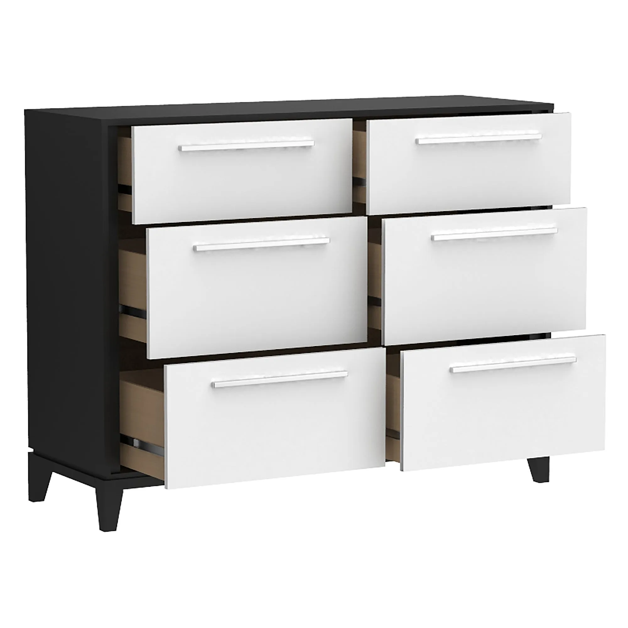 Moderna 6 drawers small double chest office storage organization, java & white