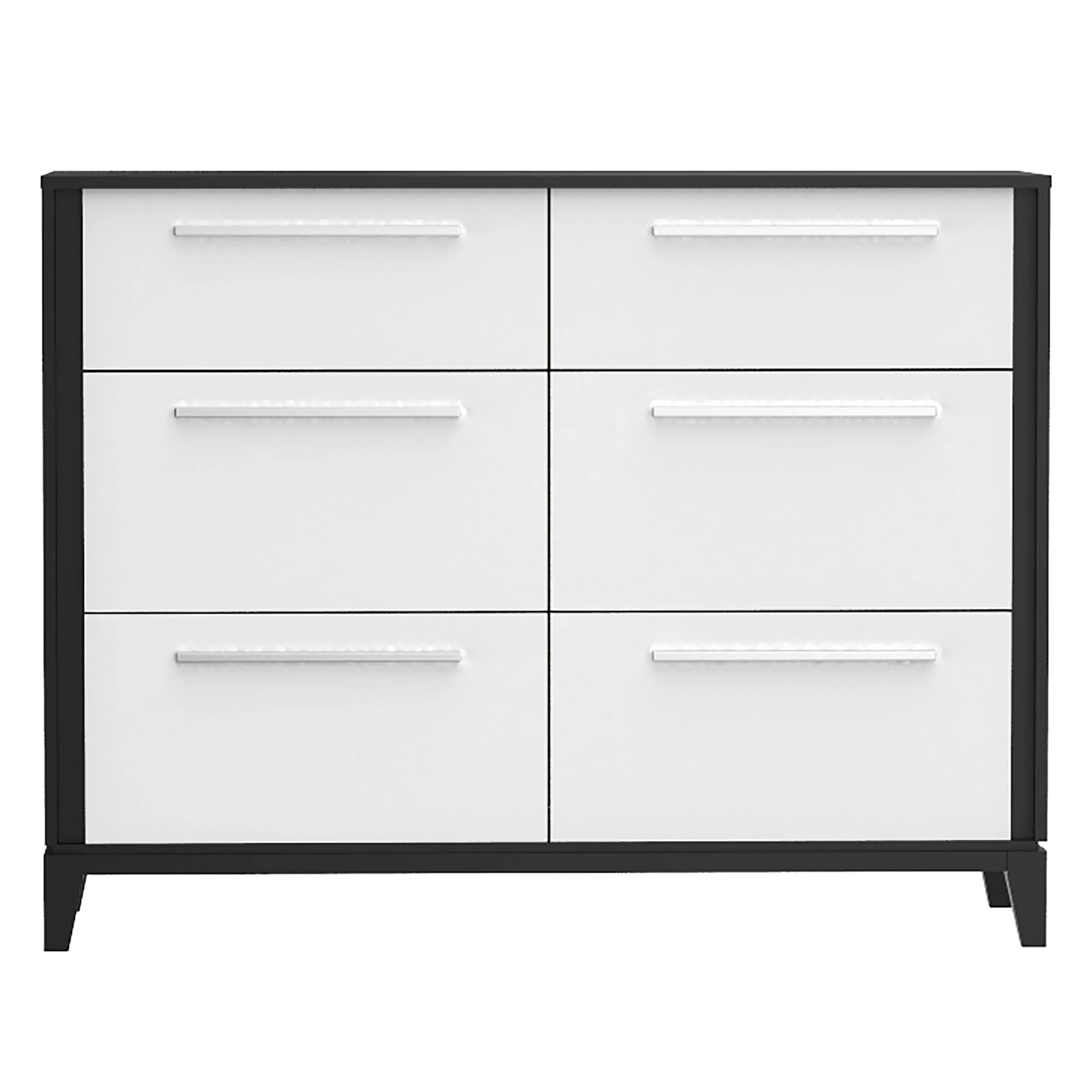 Moderna 6 drawers small double chest office storage organization, java & white