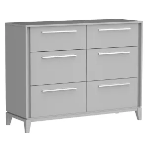 Moderna 6 drawers small double chest office storage organization, light grey