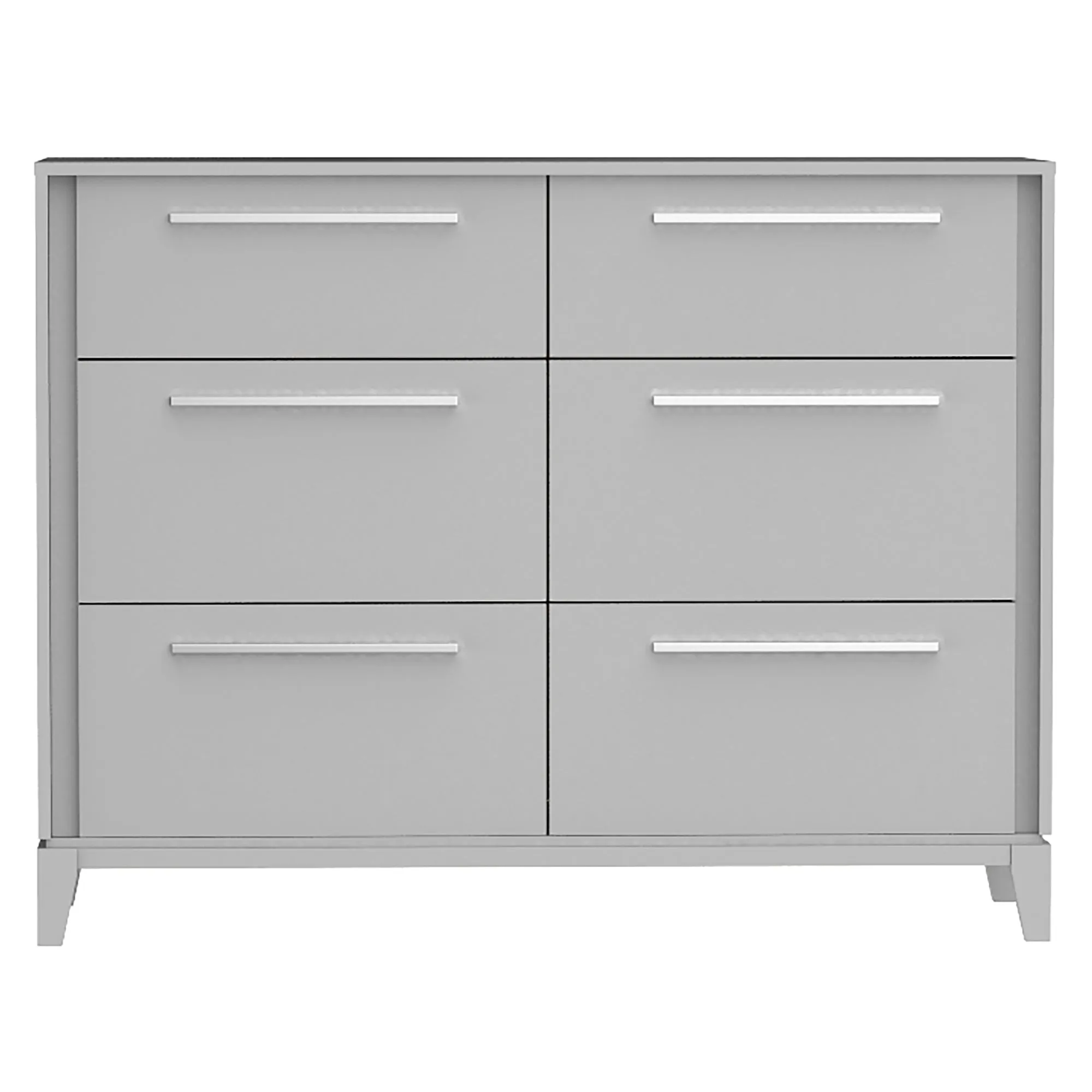 Moderna 6 drawers small double chest office storage organization, light grey