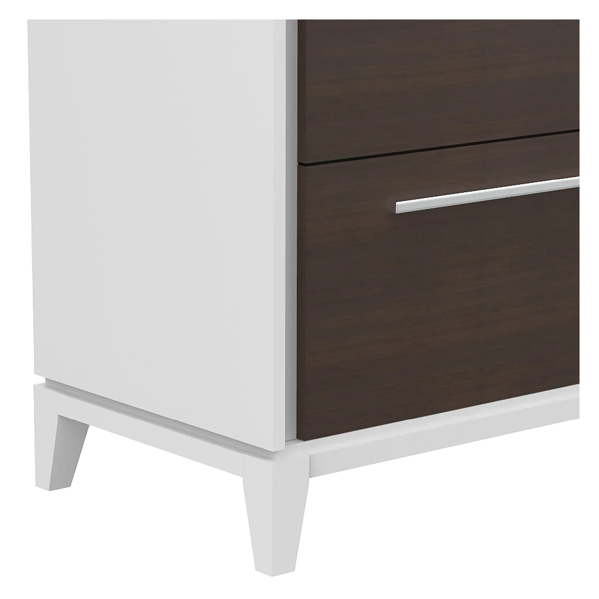 Moderna 6 drawers small double chest office storage organization, white & walnut