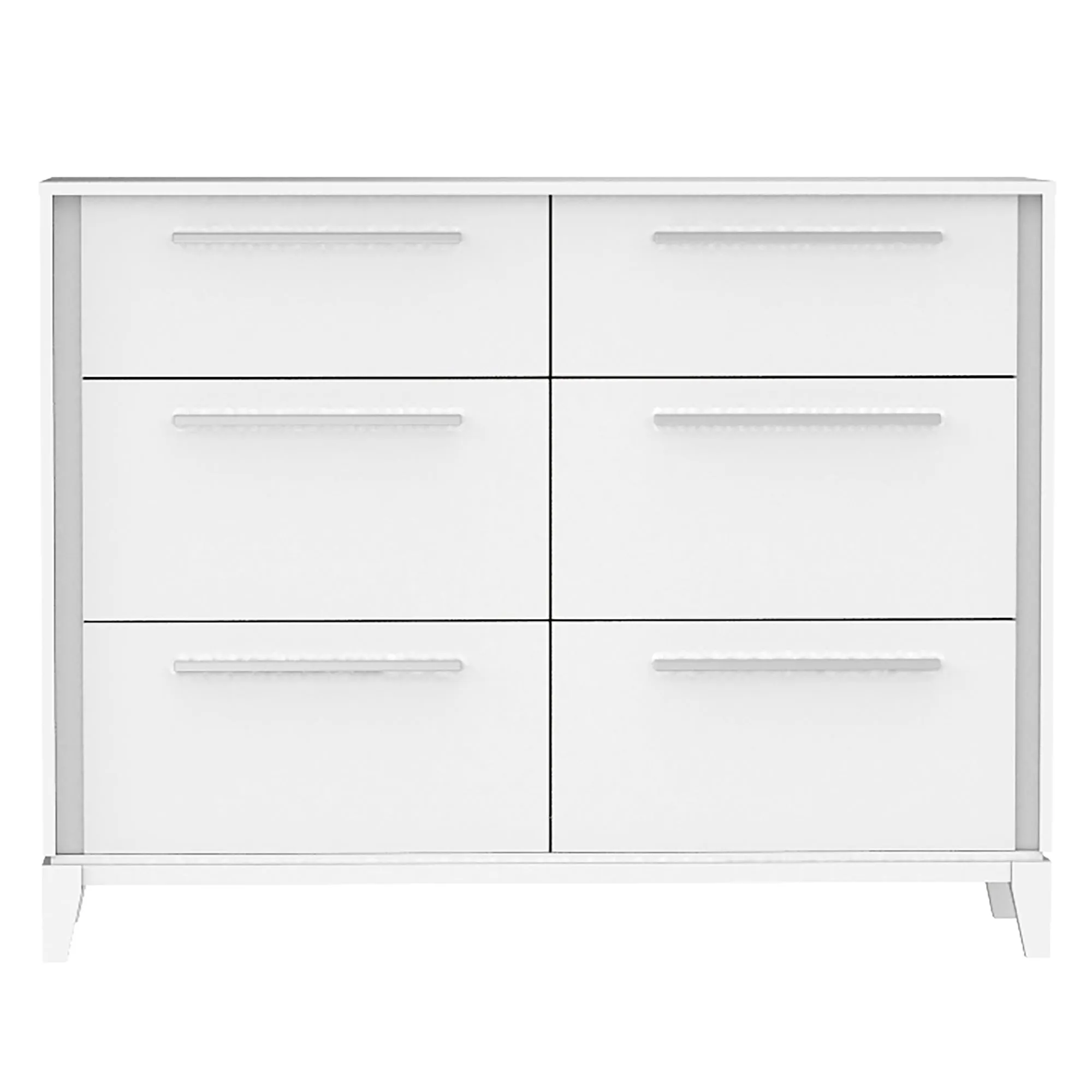 Moderna 6 drawers small double chest office storage organization, white