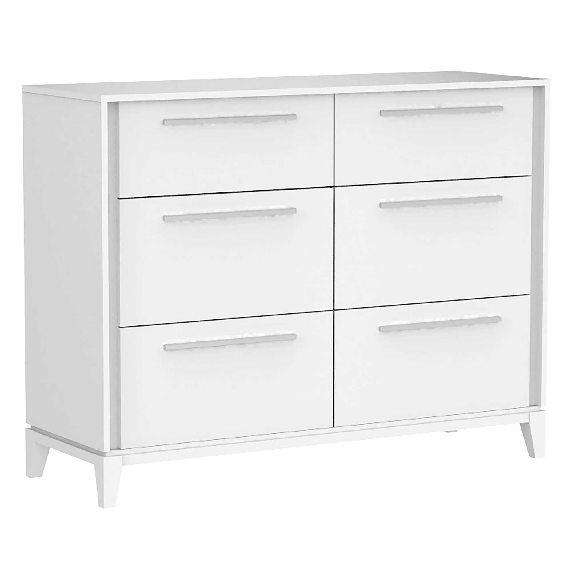 Moderna 6 drawers small double chest office storage organization, white