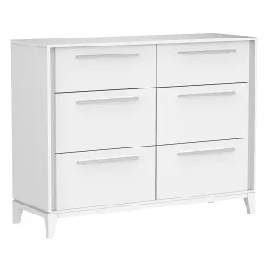 Moderna 6 drawers small double chest office storage organization, white