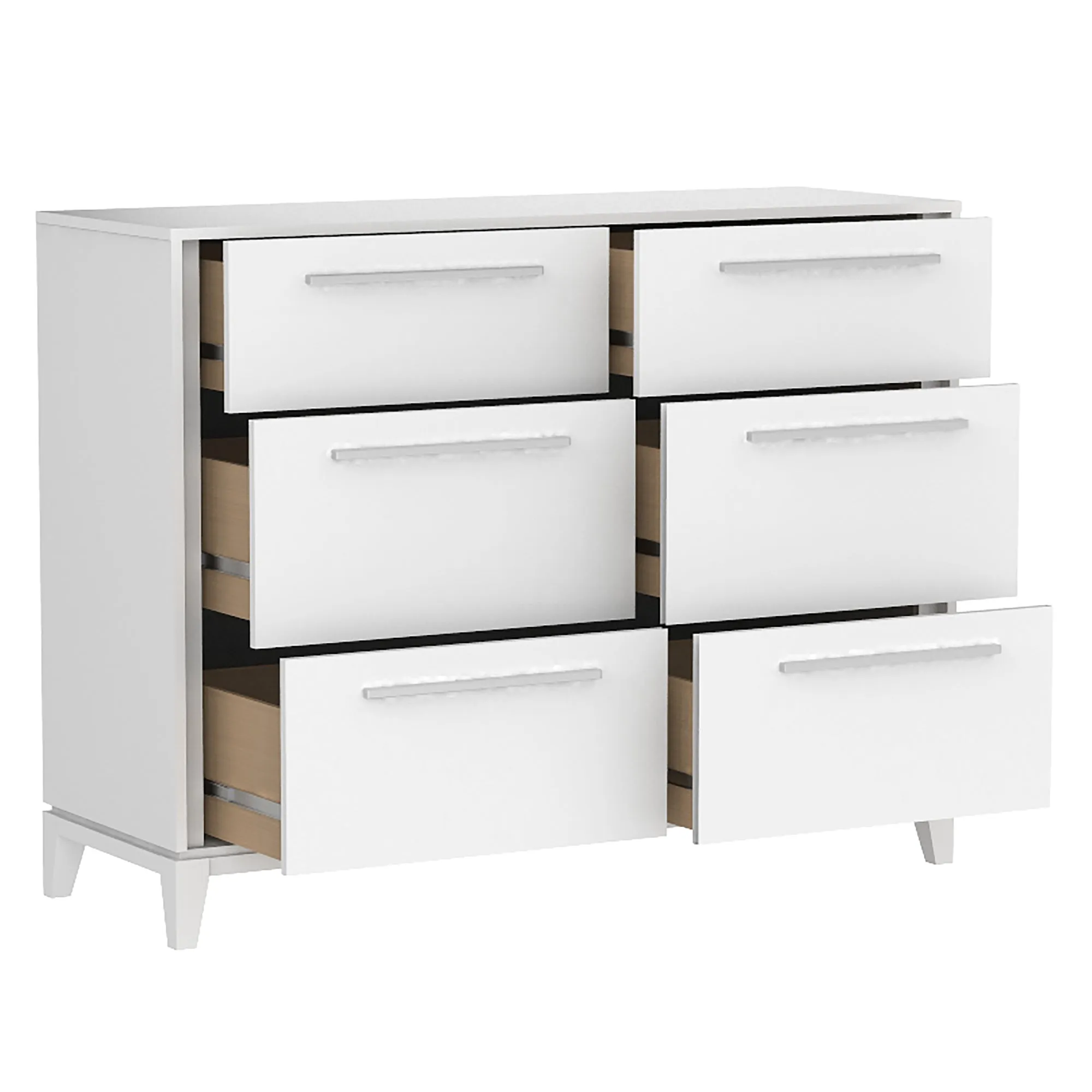 Moderna 6 drawers small double chest office storage organization, white
