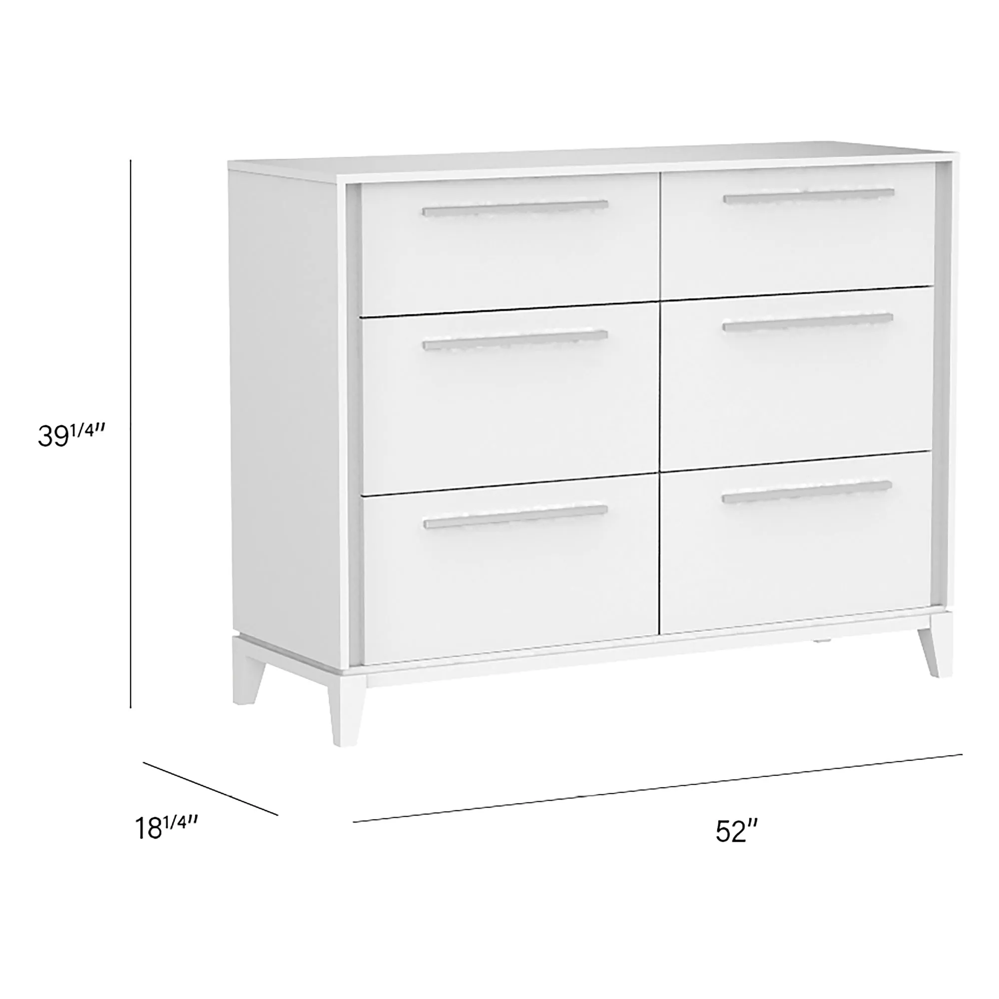 Moderna 6 drawers small double chest office storage organization, white