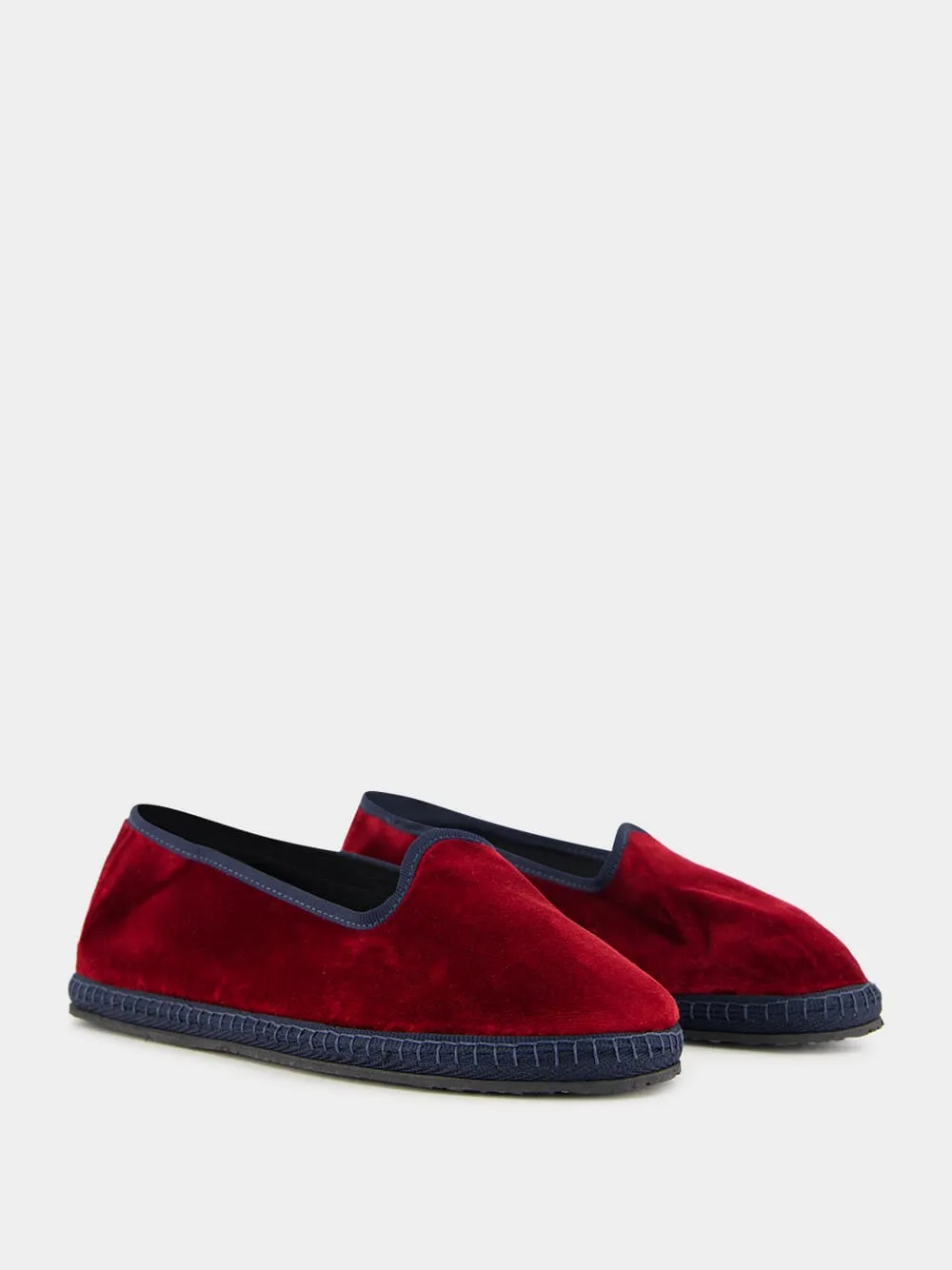 Modigliani Bicolore Flats in Bordeaux Sipario and Blue Velvet