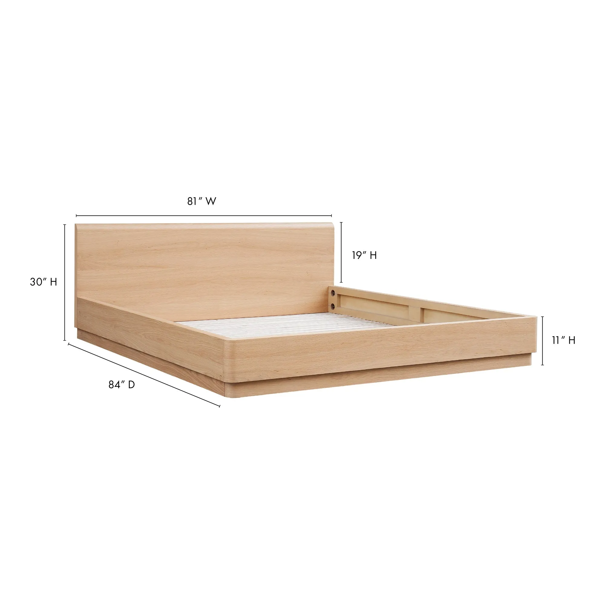 Moe's Home Collection Round Off Light Oak Brown King Bed