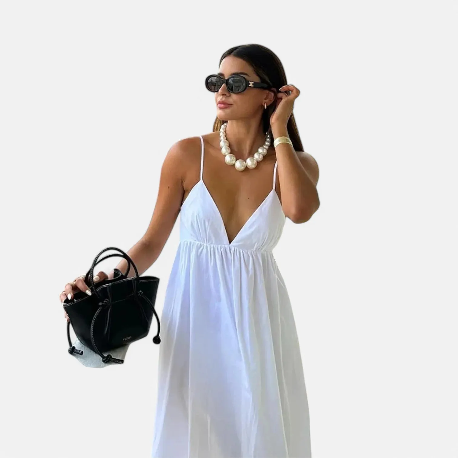 Monacogents | Women's White Backless Midi Dress