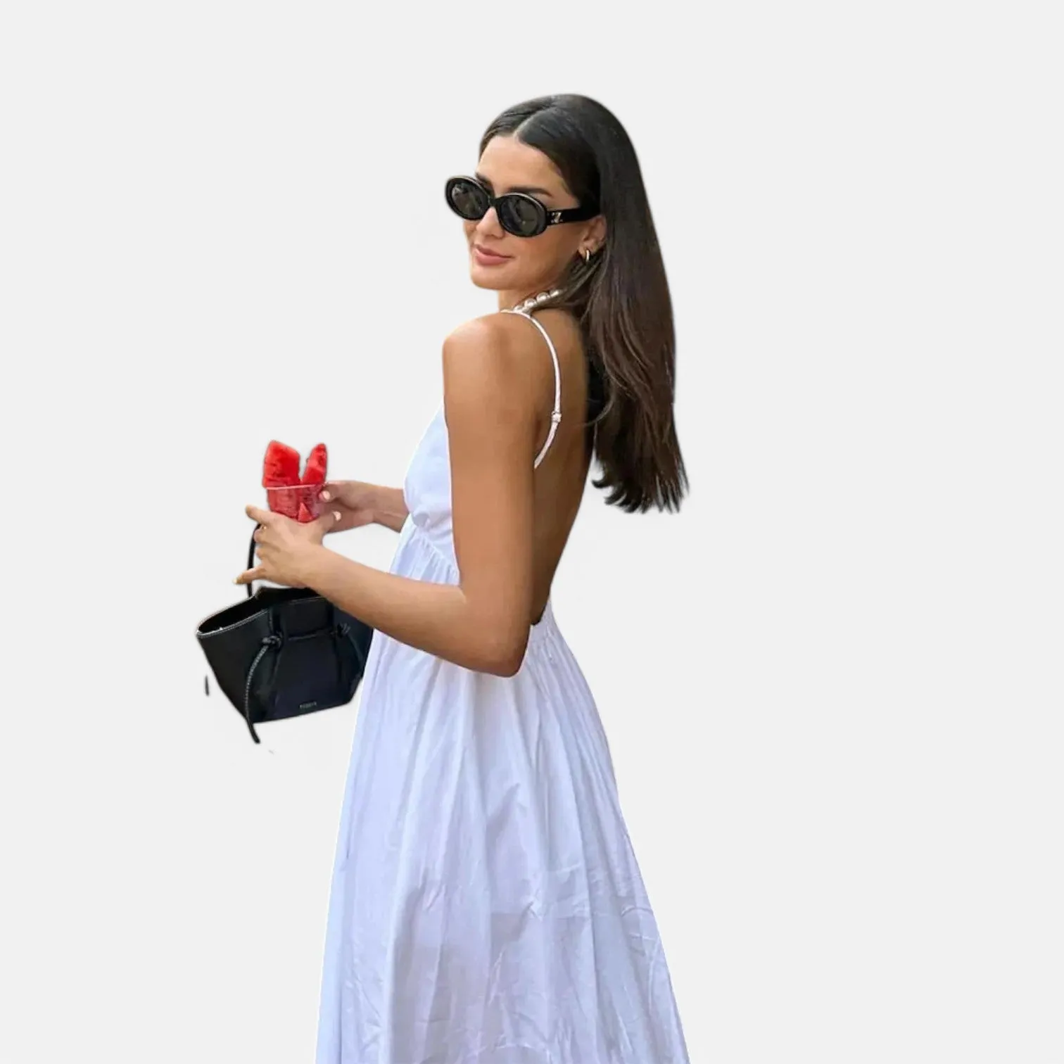 Monacogents | Women's White Backless Midi Dress