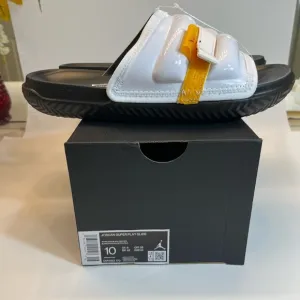 Nike Jordan Super Play Men’s Slides Size 10 White/Black/Fire Red/Taxi