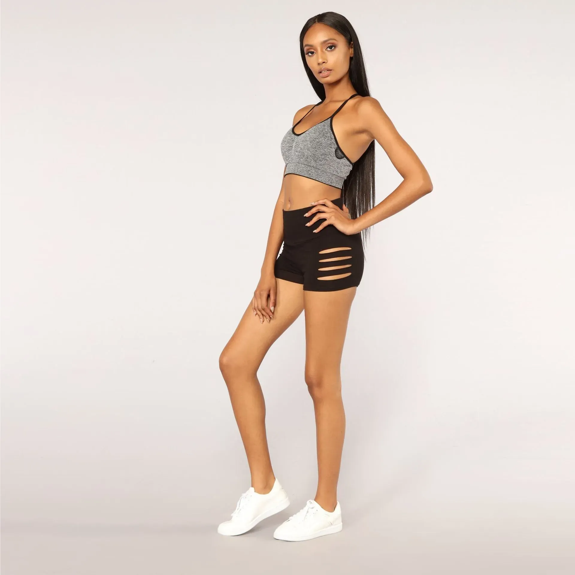 Nikki High-Rise Cutout Stretch Booty Shorts
