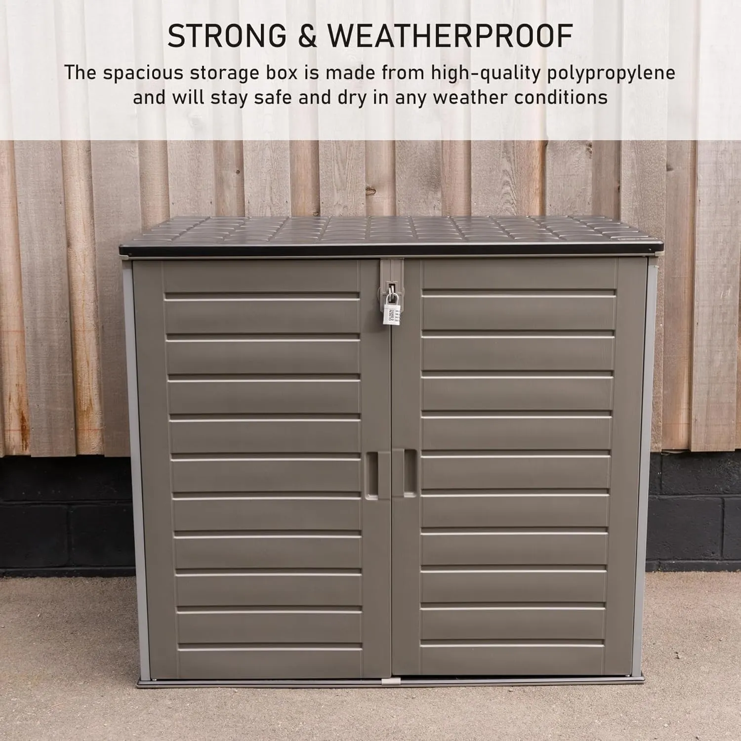 Olsen & Smith MASSIVE Capacity 1170L Outdoor Garden Storage Box Plastic Shed Garbage - Weatherproof with Wood Effect