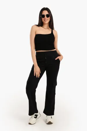 One Shoulder Ribbed Crop Top