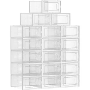 Pack of 18 Foldable and Stackable Shoe Boxes