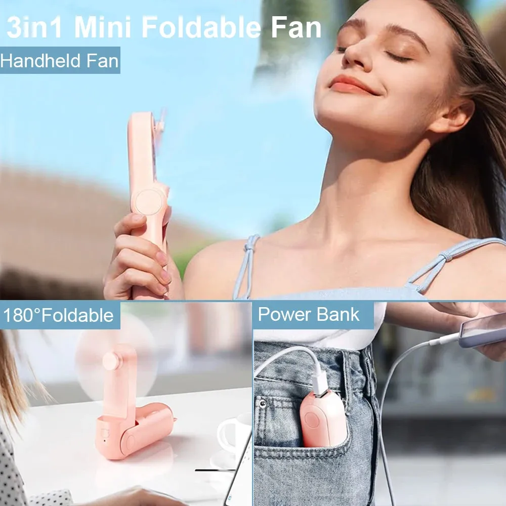 Portable Mini Handheld Fan with Power Bank! 🧣🌬️🌀🔋📱