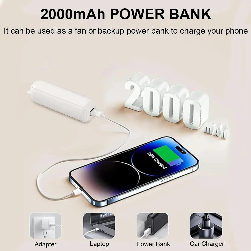 Portable Mini Handheld Fan with Power Bank! 🧣🌬️🌀🔋📱