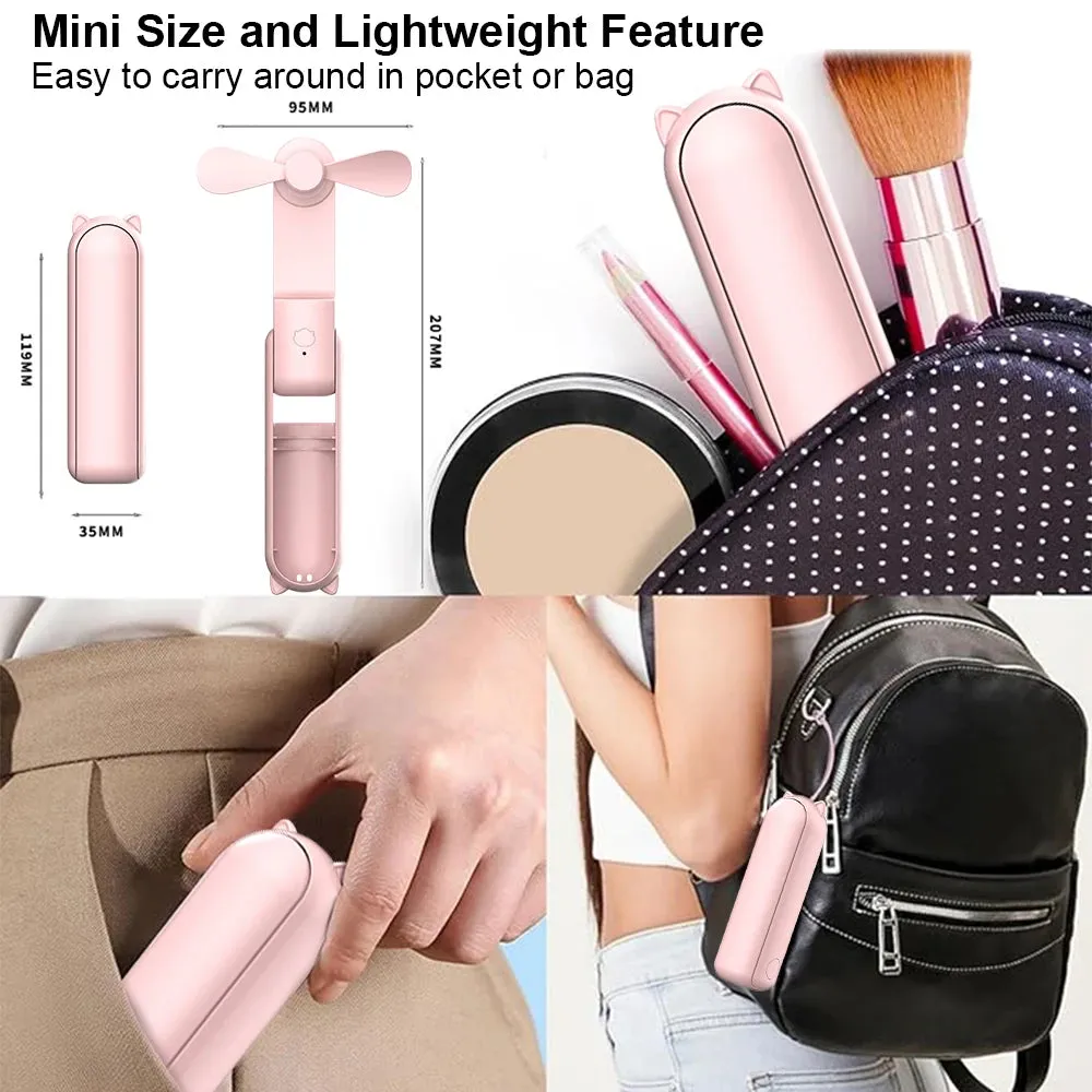 Portable Mini Handheld Fan with Power Bank! 🧣🌬️🌀🔋📱