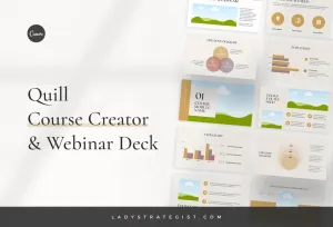 Quill Course Creator and Webinar Deck Fully Editable Canva Template