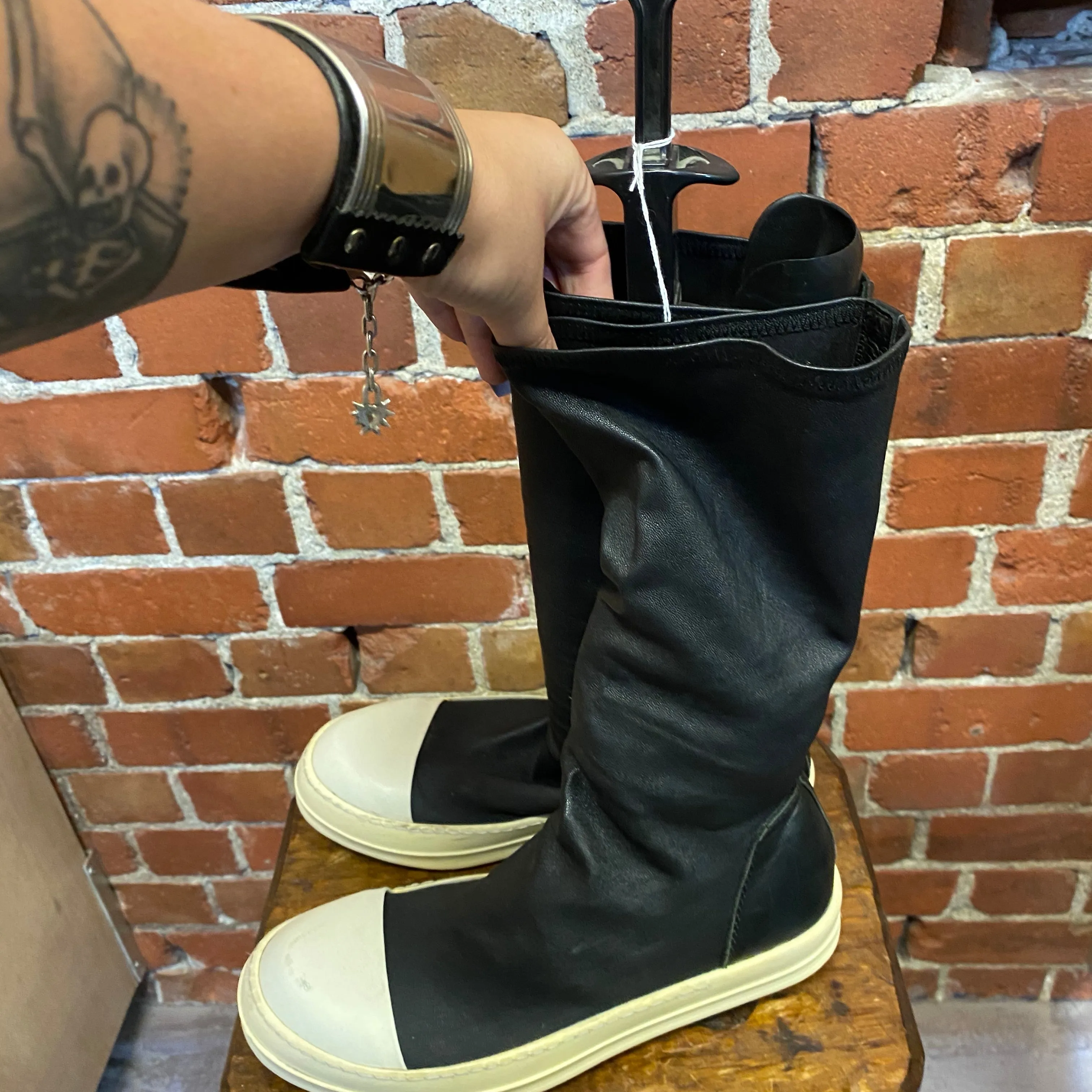 RICK OWENS leather sneaker boots 41