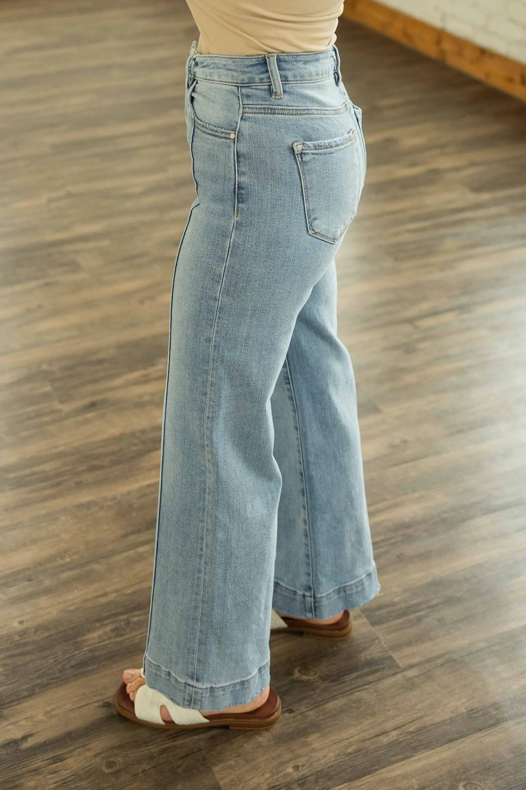 [RISEN] NANCY PLUS HIGH RISE CROPPED WIDE LEG JEANS