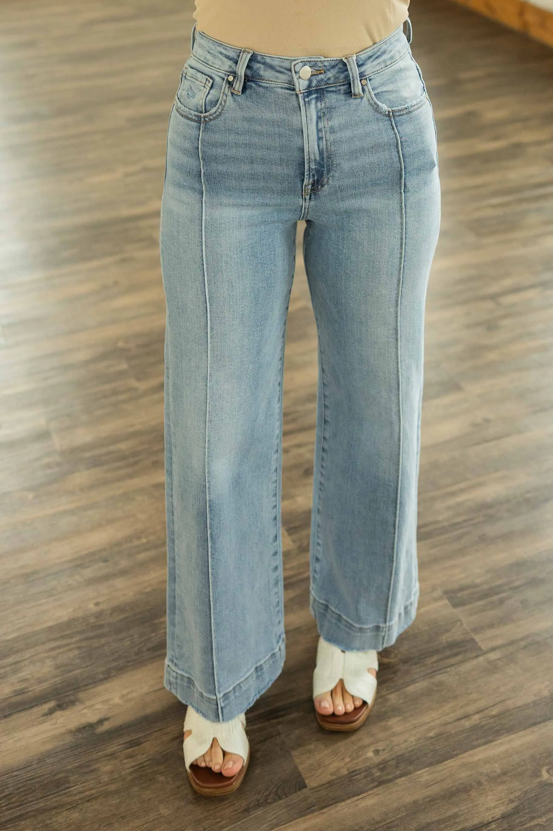 [RISEN] NANCY PLUS HIGH RISE CROPPED WIDE LEG JEANS