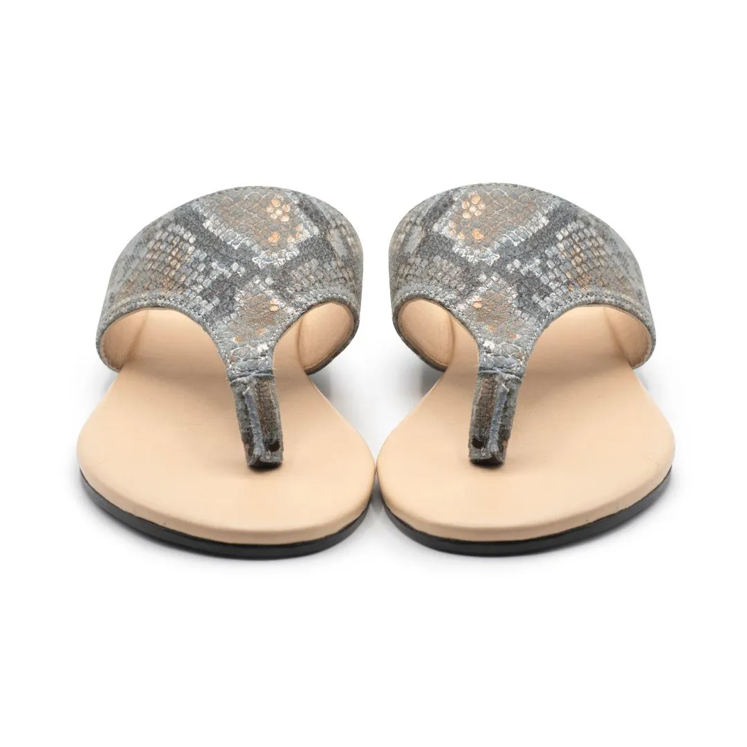 Rockefeller - Grey - Snake Pattern Leather Slippers