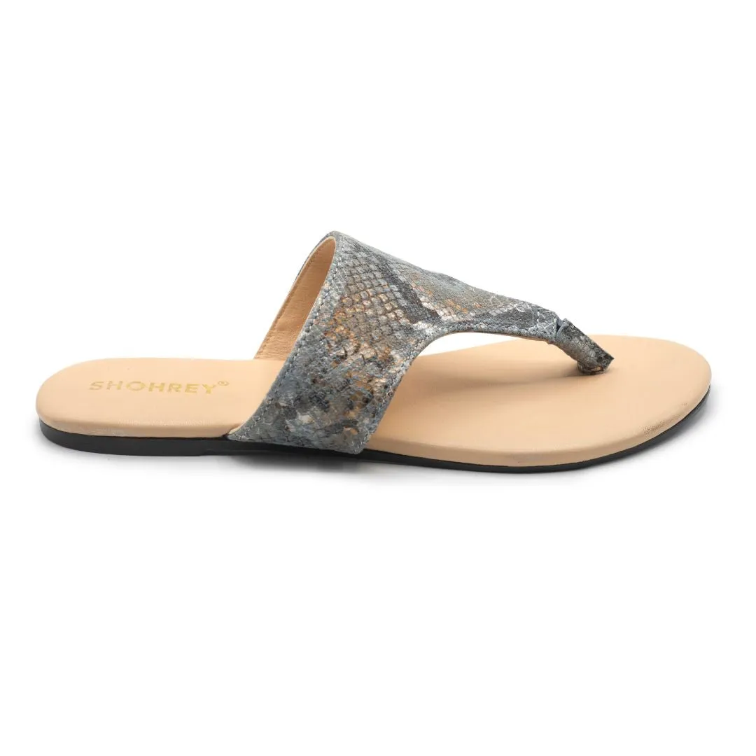 Rockefeller - Grey - Snake Pattern Leather Slippers