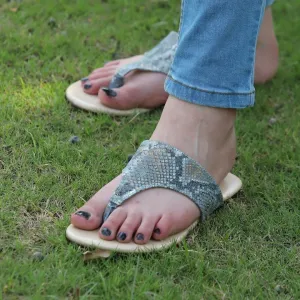 Rockefeller - Grey - Snake Pattern Leather Slippers