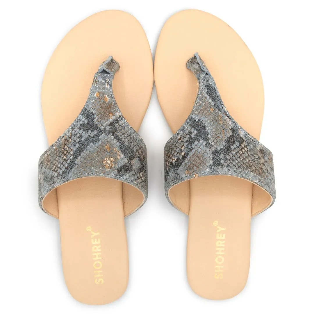 Rockefeller - Grey - Snake Pattern Leather Slippers