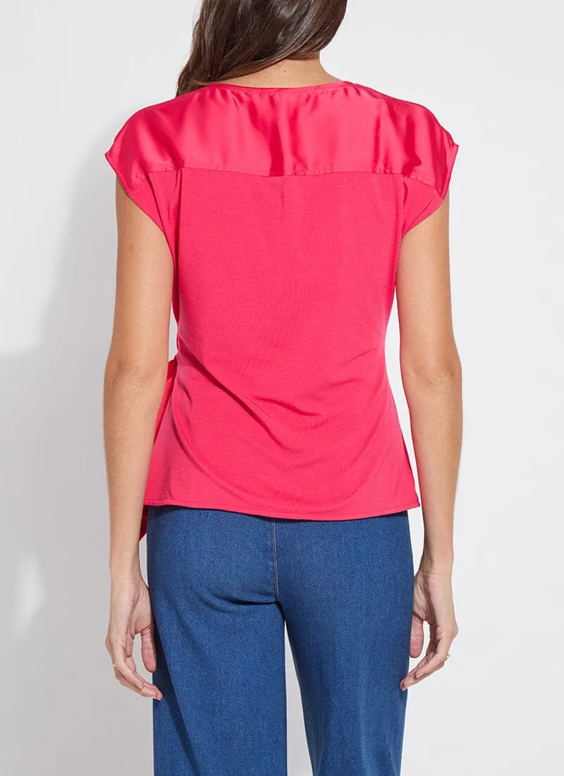 Rosalia Tie Drape Top-Pink Martini