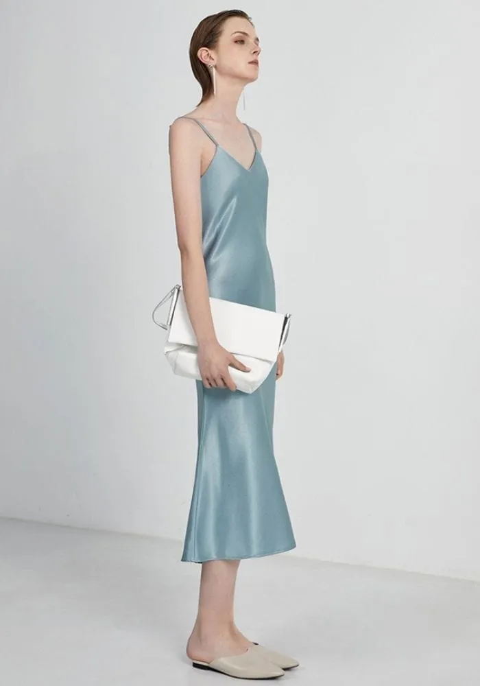 Satin V Neck Dress