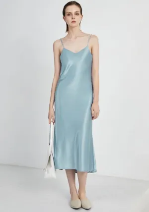 Satin V Neck Dress