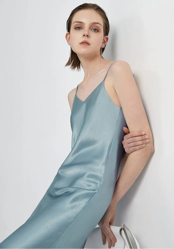 Satin V Neck Dress