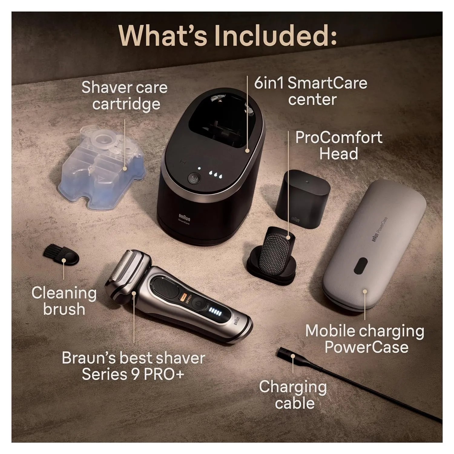 Series 9 PRO  Electric Shaver, Shaving Kit with 5 Pro Shave Elements and Procomfort Head, Smartcare Center