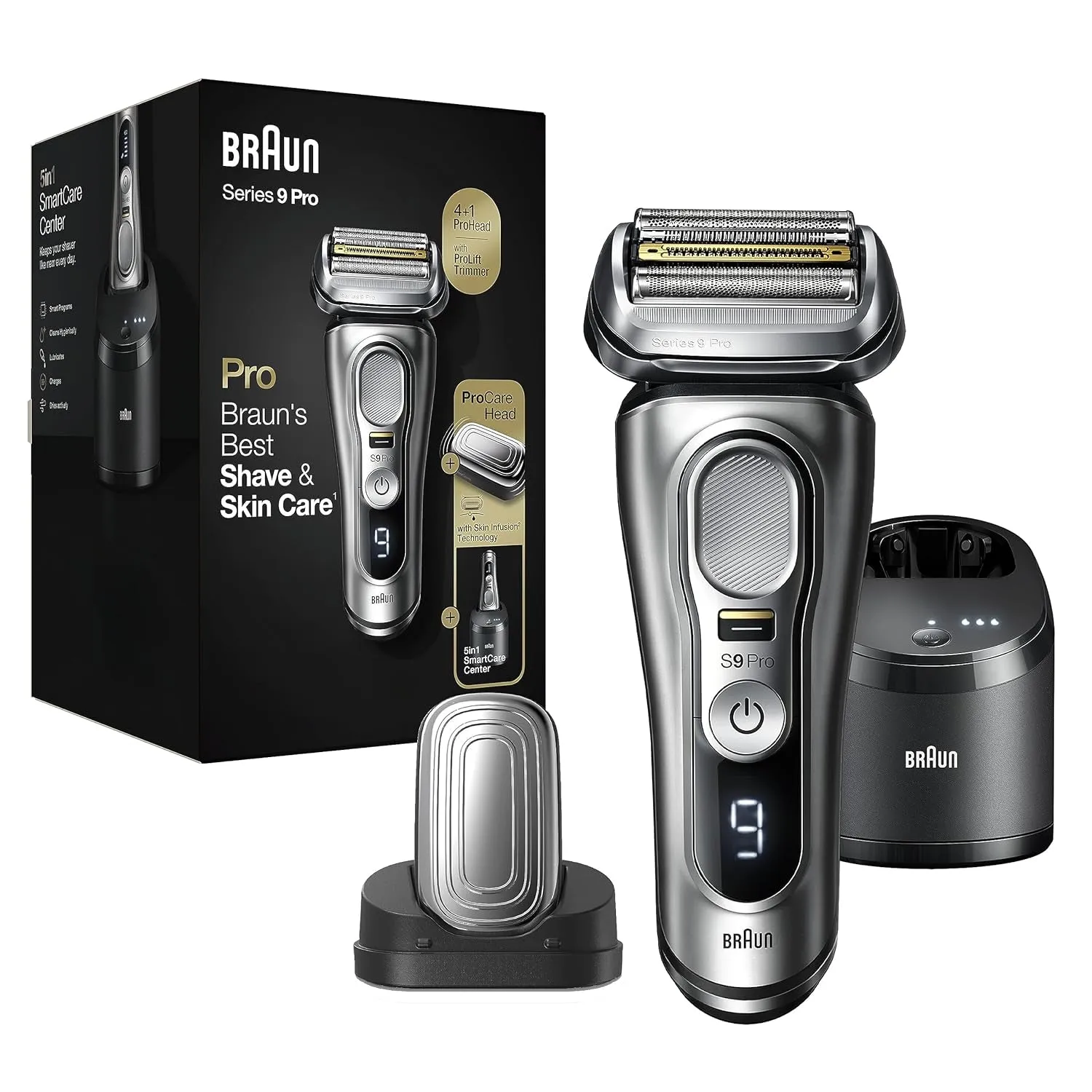 Series 9 PRO  Electric Shaver, Shaving Kit with 5 Pro Shave Elements and Procomfort Head, Smartcare Center