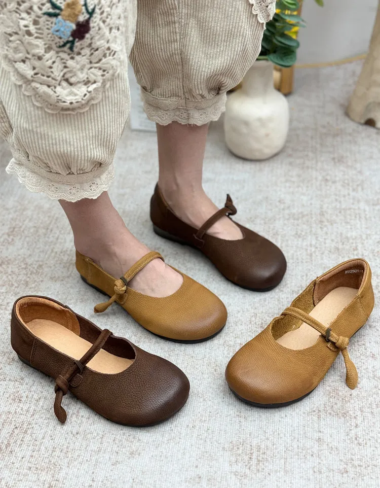 Soft Soles Comfortable Leather Retro Flat Shoes