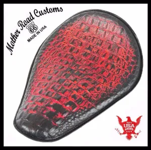 Sportster Spring Solo Seat Antique Red Alligator Chopper Harley Motorcycle USA