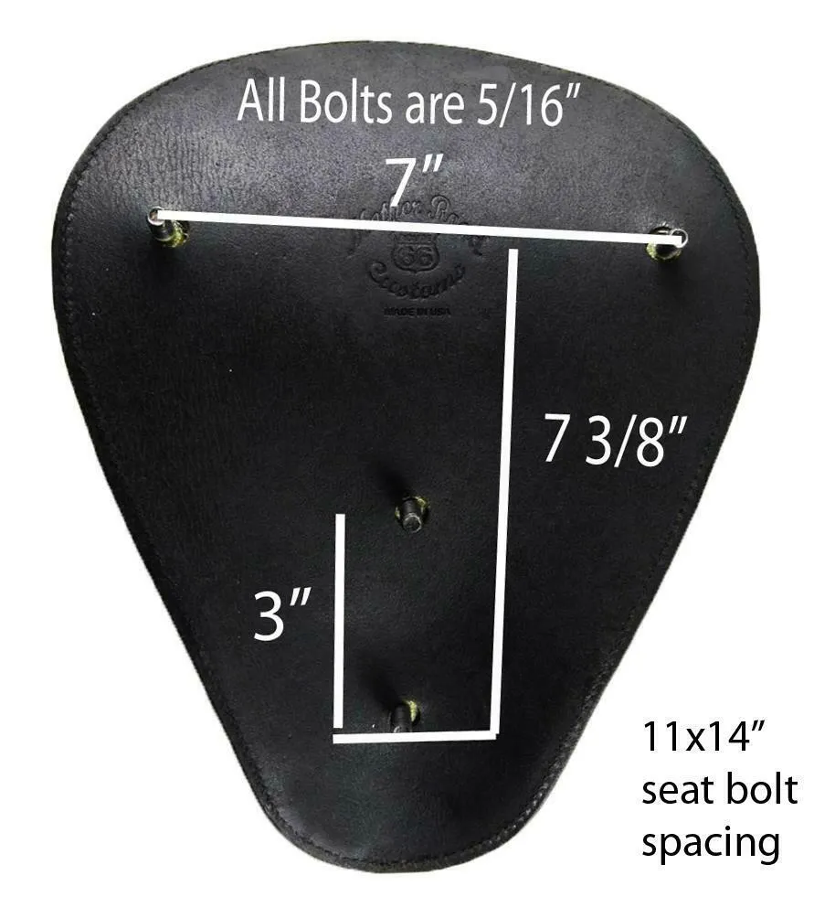 Spring Seat Chopper Harley Sportster Bobber 10x13" Smooth Antique Brown Leather
