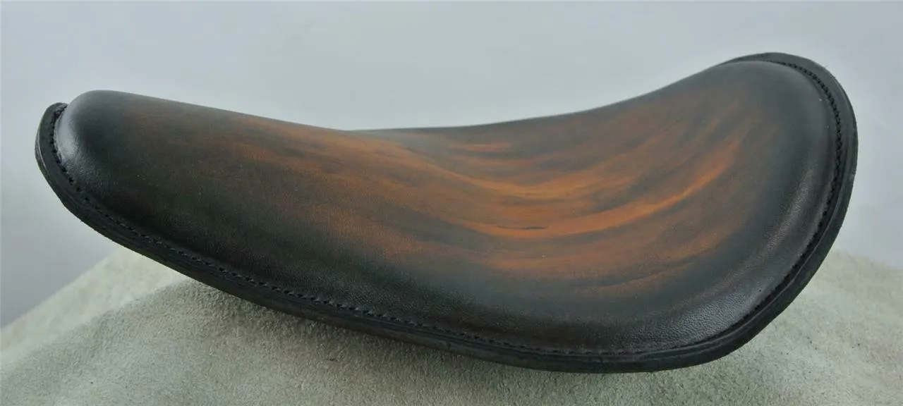 Spring Seat Chopper Harley Sportster Bobber 10x13" Smooth Antique Brown Leather