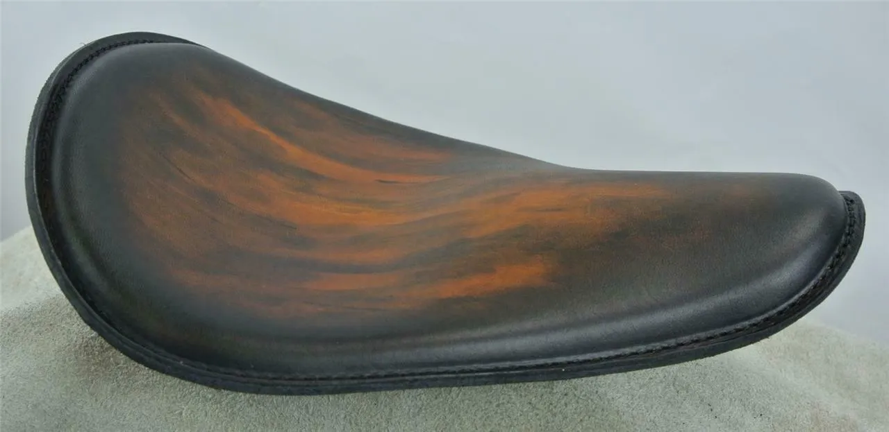 Spring Seat Chopper Harley Sportster Bobber 10x13" Smooth Antique Brown Leather