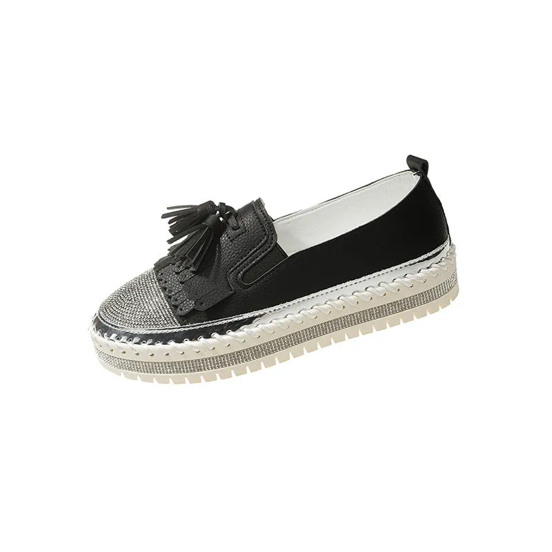 storexq Fashion Women's Leisure Thin Shoes  Summer New Low-Cut Slip-on Loafers Korean Style Rhinestone Sneaker Women