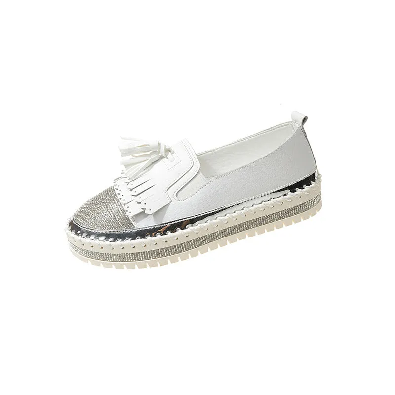 storexq Fashion Women's Leisure Thin Shoes  Summer New Low-Cut Slip-on Loafers Korean Style Rhinestone Sneaker Women