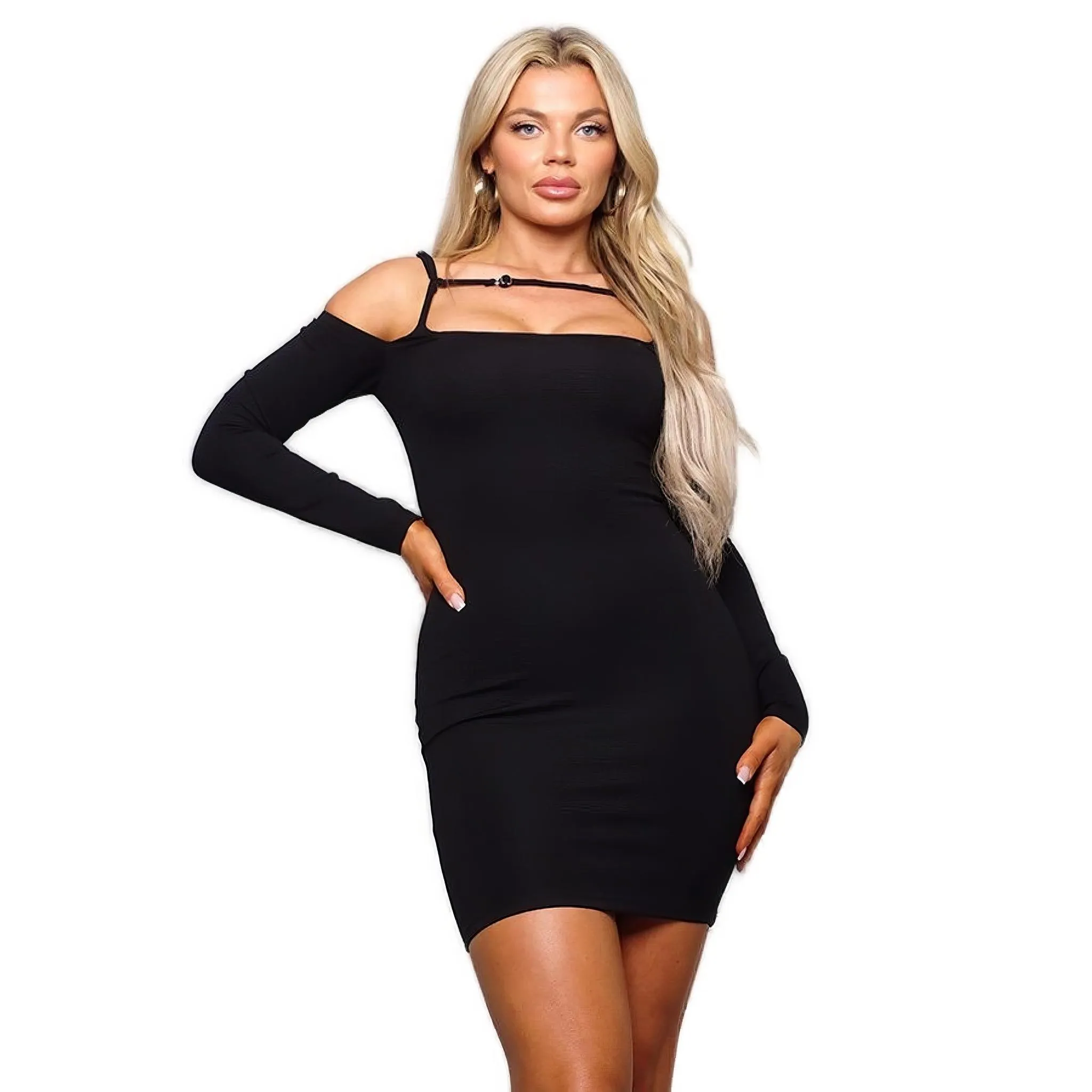 Strappy Elegance Cold Shoulder Mini Dress