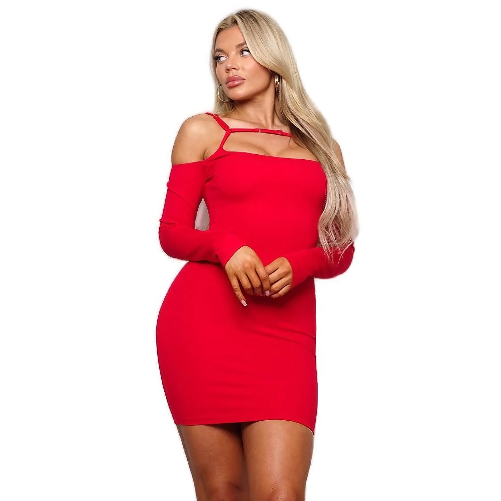 Strappy Elegance Cold Shoulder Mini Dress