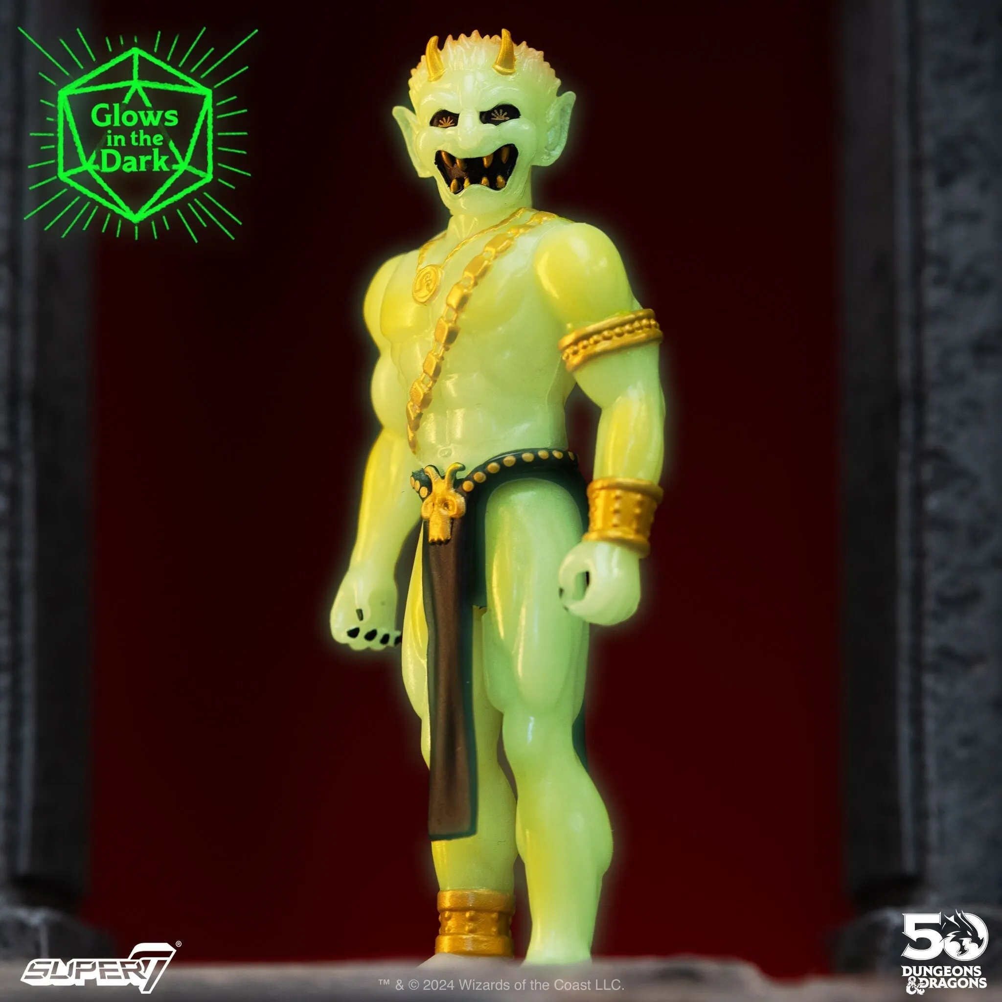 Super7 x DUNGEONS & DRAGONS - Sacred Statue, Githyanki, Sorceress, Formidable Fighter & Efreeti (Glow) ReAction Figures