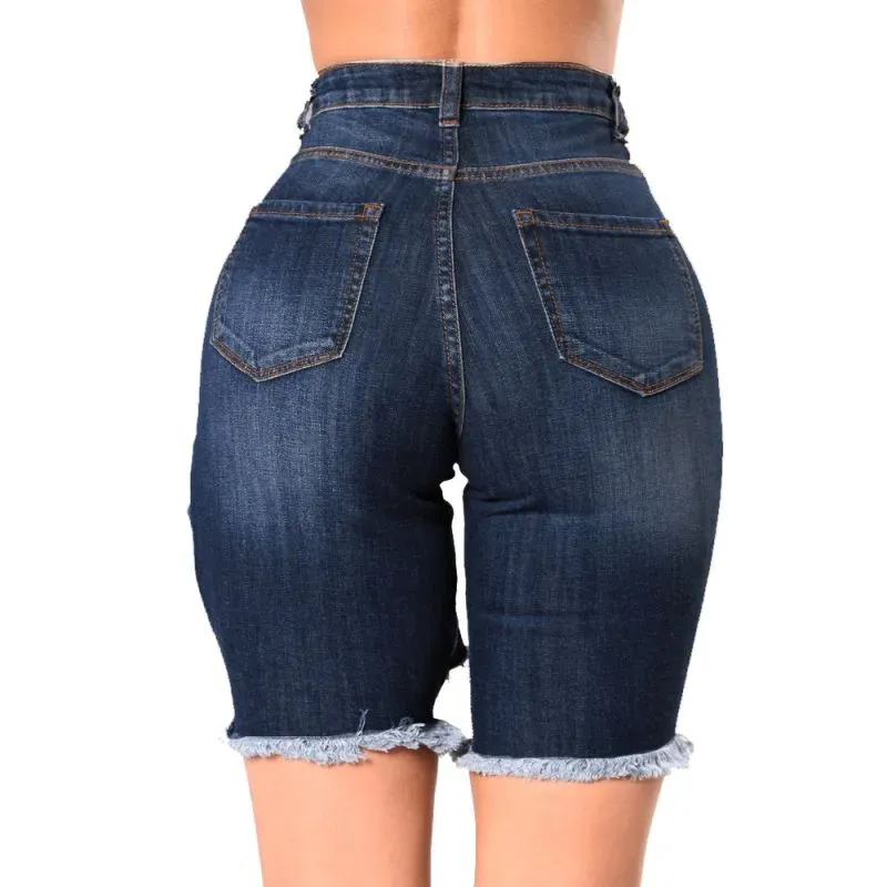 Tempest High-Waist Cutout Denim Biker Shorts